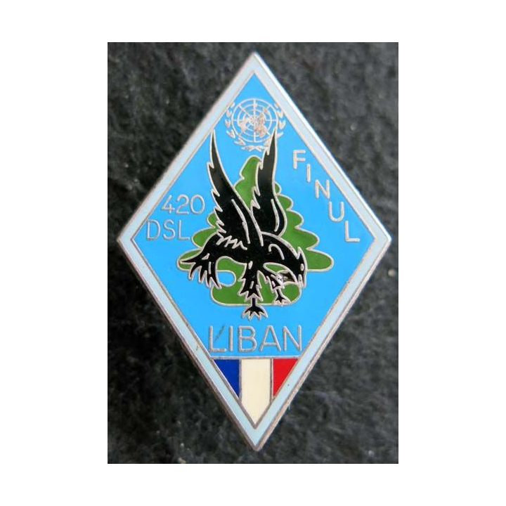 420° DSL : Insigne métallique du 420° détachement de soutien logistique de fabrication Delsart Sens G. 2676