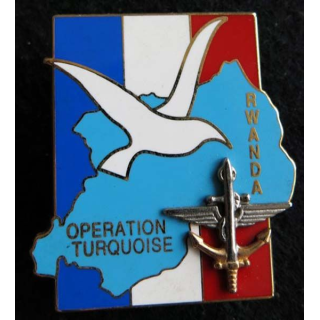 TURQUOISE : insigne métallique de l'opération TURQUOISE au Rwanda Ségalen 94