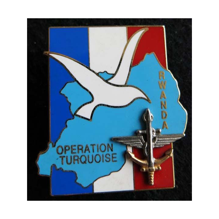 TURQUOISE : insigne métallique de l'opération TURQUOISE au Rwanda Ségalen 94