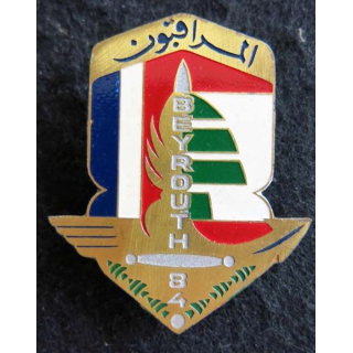 LIBAN : insigne métallique des observateurs français à Beyrouth en 1984 de fabrication locale peinte