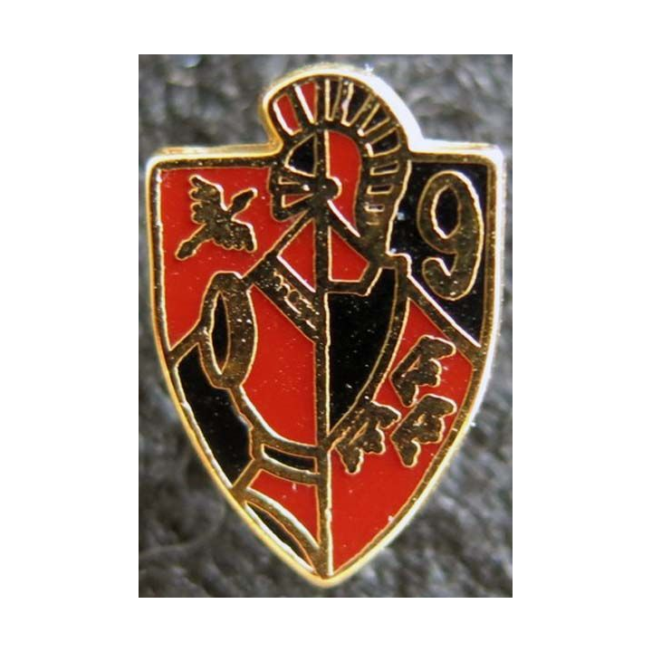 9° RG : insigne métallique en réduction du 9° régiment du génie Ballard 12 x 17 mm