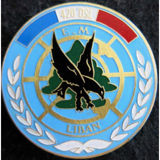 420° DSL : insigne métallique de l'état major du 420° DSL de la FINUL de fabrication locale