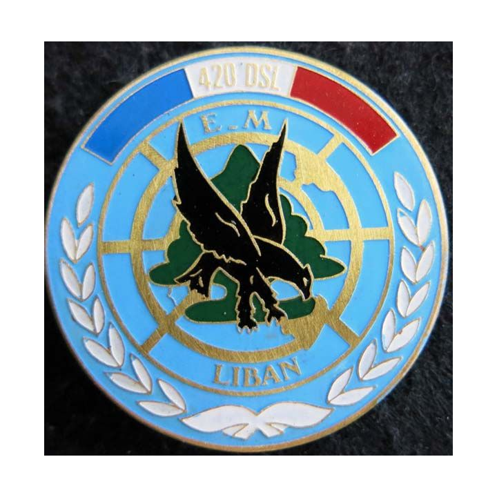 420° DSL : insigne métallique de l'état major du 420° DSL de la FINUL de fabrication locale