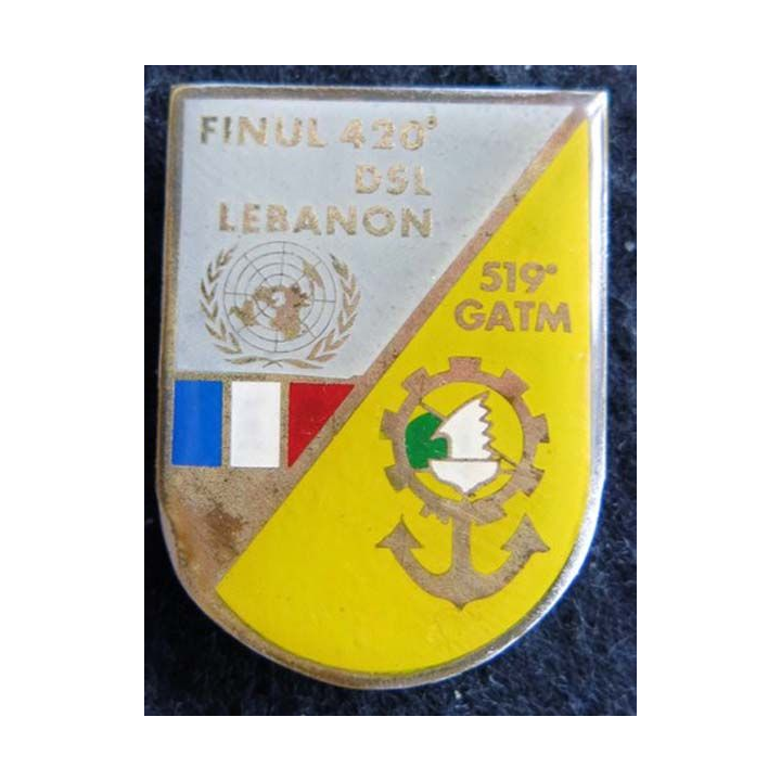 420° DSL : insigne métallique du 519° GATM 420° DSL de la FINUL de fabrication locale