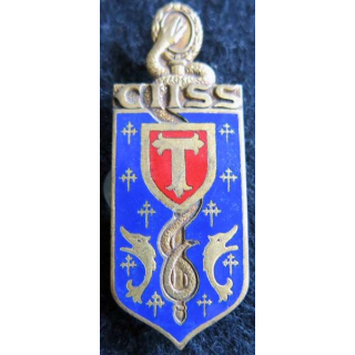 CIISS 6 : insigne métallique du centre instruction interarmées du service de santé N° 6 de fabrication Drago G. 1563 émail