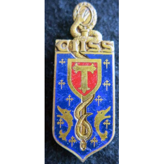 CIISS 6 : insigne métallique du centre instruction interarmées du service de santé N° 6 de fabrication Drago G. 1563 émail