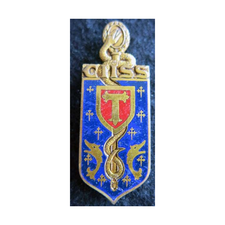 CIISS 6 : insigne métallique du centre instruction interarmées du service de santé N° 6 de fabrication Drago G. 1563 émail