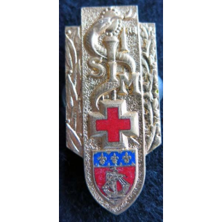 1° SIM : insigne métallique de la 1° section d’infirmiers militaires de fabrication Drago H. 558 émail