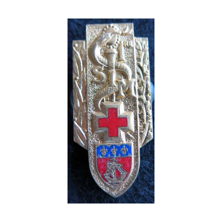 1° SIM : insigne métallique de la 1° section d’infirmiers militaires de fabrication Drago H. 558 émail