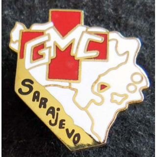 GMC SARAJEVO : insigne métallique du groupe médico chirurgical Sarajevo 1995 de fabrication Destrée émail