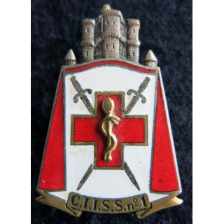 CIISS 1 : insigne métallique du centre instruction interarmées du service de santé N° 1 de fabrication Drago G. 1664 émail
