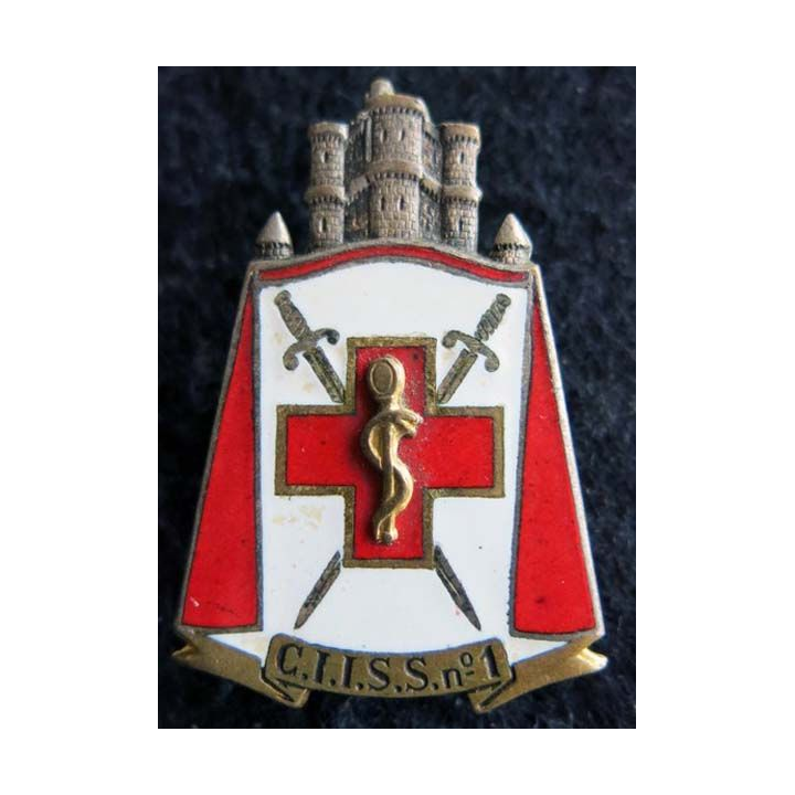 CIISS 1 : insigne métallique du centre instruction interarmées du service de santé N° 1 de fabrication Drago G. 1664 émail