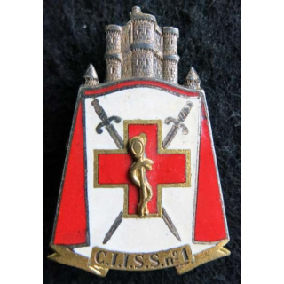 CIISS 1 : insigne métallique du centre instruction interarmées du service de santé N° 1 de fabrication Drago G. 1664 émail