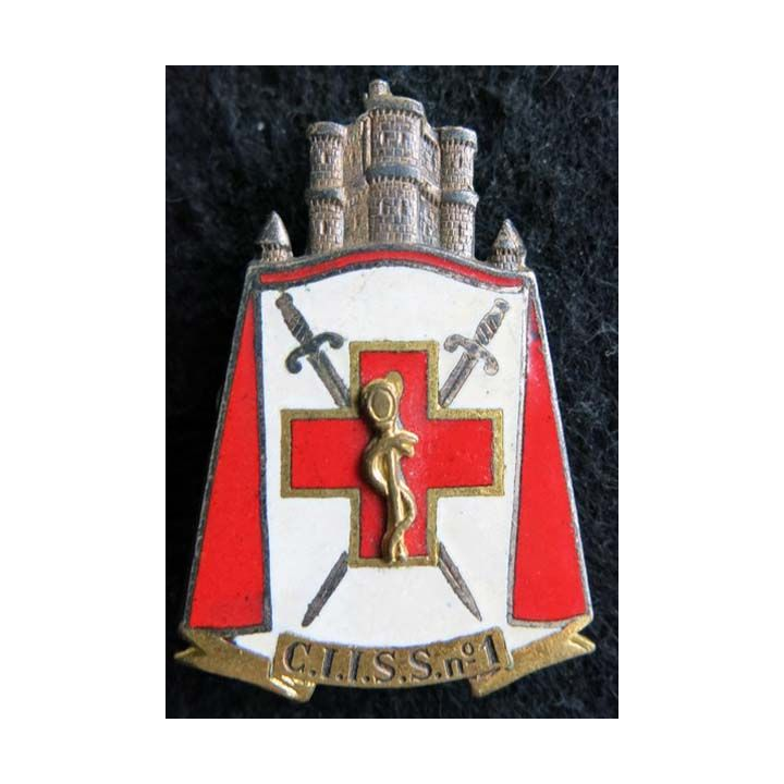 CIISS 1 : insigne métallique du centre instruction interarmées du service de santé N° 1 de fabrication Drago G. 1664 émail