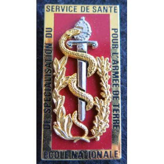 ENSSSAT  : insigne métallique de l'école nationale spécialisation service de santé armée terre de fabrication Boussemart G. 3377