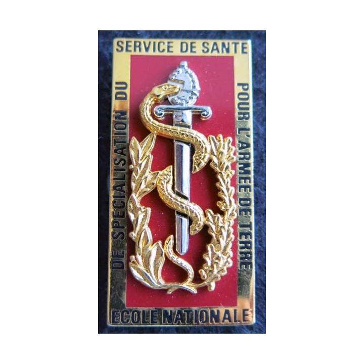 ENSSSAT  : insigne métallique de l'école nationale spécialisation service de santé armée terre de fabrication Boussemart G. 3377