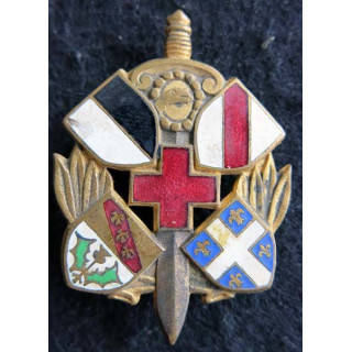 6° SIM : insigne métallique de la 6° section d’infirmiers militaires de fabrication Drago Paris en émail