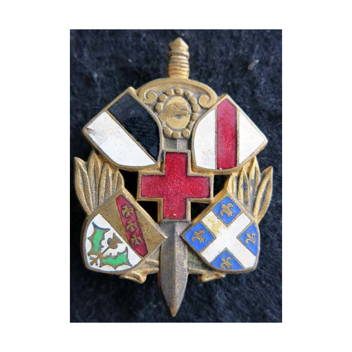 6° SIM : insigne métallique de la 6° section d’infirmiers militaires de fabrication Drago Paris en émail