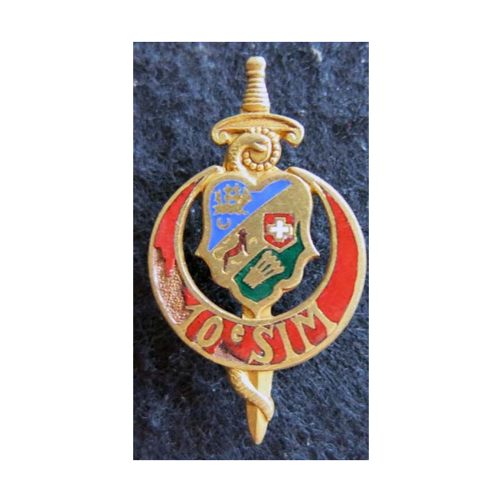 10° SIM : insigne métallique de la 10° section d’infirmiers militaires de fabrication Drago Paris H. 685 en émail