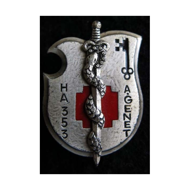 353° HA A GENET : insigne de l'hôpital  des armées A. Genet de fabrication Drago G. 2287 émail