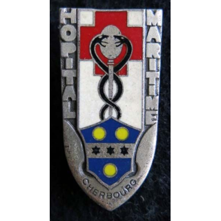 HM CHERBOURG : insigne de l'hôpital maritime de Cherbourg de fabrication Drago Paris émail