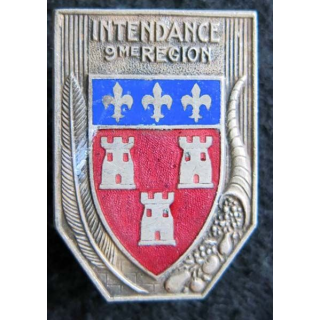 INTENDANCE 9° RM : insigne de l'intendance de la 9° région militaire de fabrication Drago rue Béranger en émail
