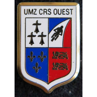 UMZ CRS OUEST : insigne métallique de l'unité motocycliste zonale des compagnies républicaines de sécurité Ouest Ballard