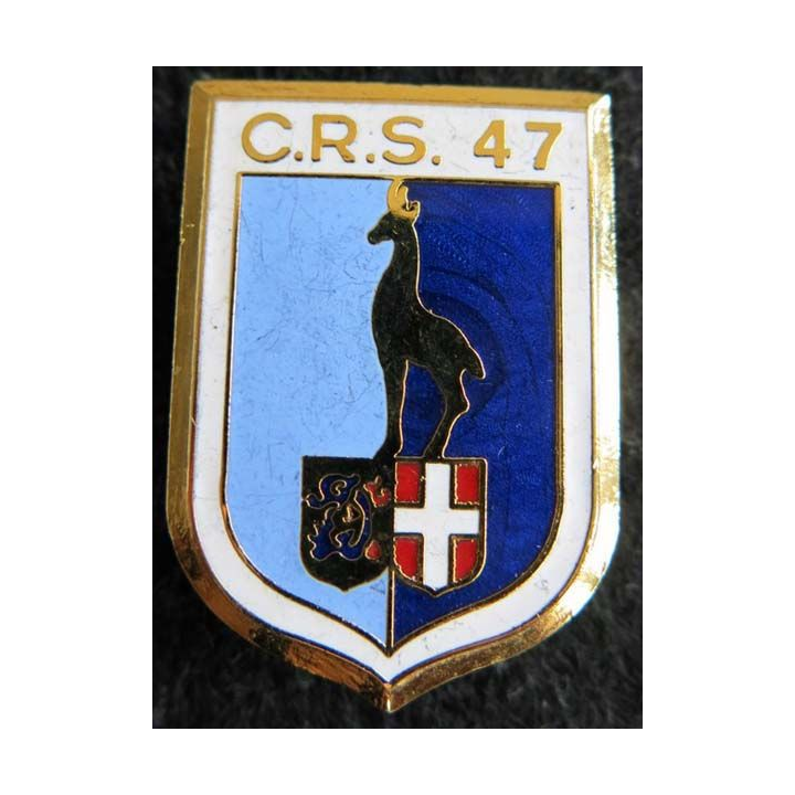CRS 47 : insigne métallique de la compagnie républicaine de sécurité n° 47 fabrication Destrée émail