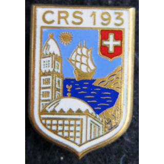 CRS 193 : insigne métallique de la compagnie républicaine de sécurité n° 193 fabrication Drago Romainville émail