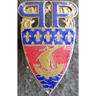 POLICE : insigne métallique de la préfecture de police de Paris en émail éclat