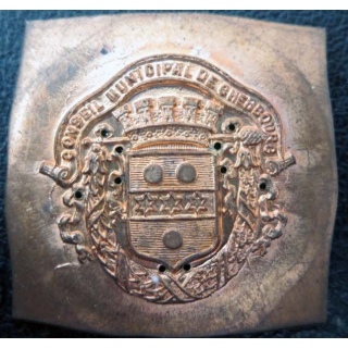 Matrice en cuivre épais d'insigne du conseil municipal de Cherbourg 