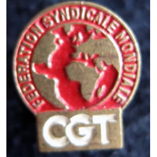 FSM CGT  : insigne métallique de boutonnière fédération syndicale mondiale CGT fixation patte ovale