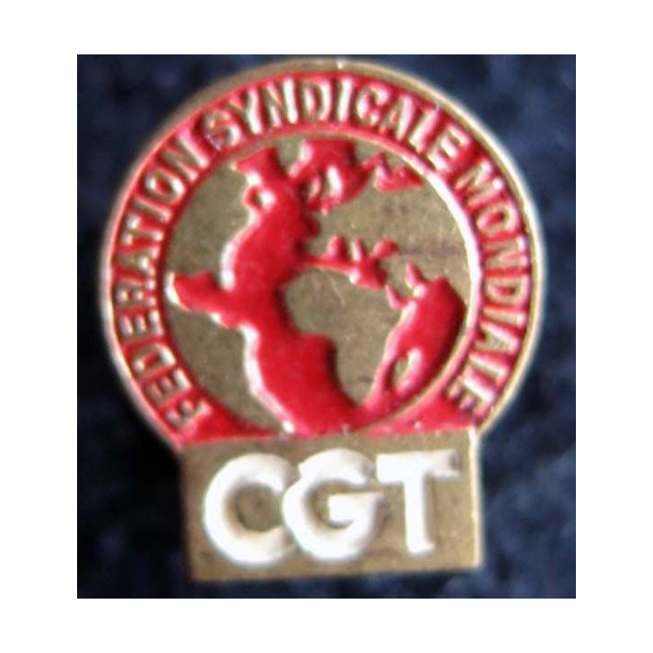 FSM CGT  : insigne métallique de boutonnière fédération syndicale mondiale CGT fixation patte ovale