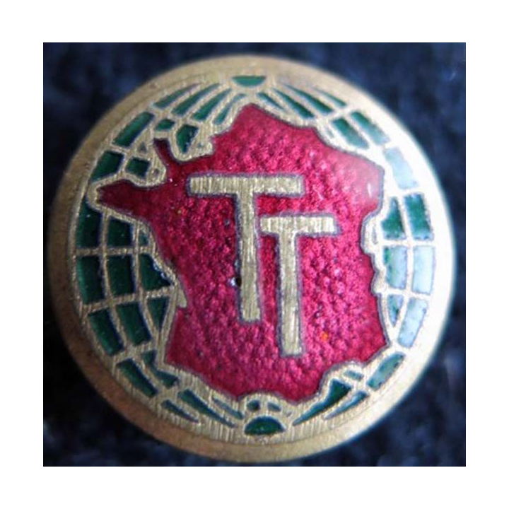 TOURISME ET TRAVAIL : insigne métallique de boutonnière Tourisme et Travail TT en émail Decat Paris fixation patte ovale
