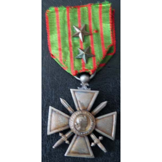 FRANCE : CROIX DE GUERRE 1914-1918 avec deux citaions (étoiles bronze) 