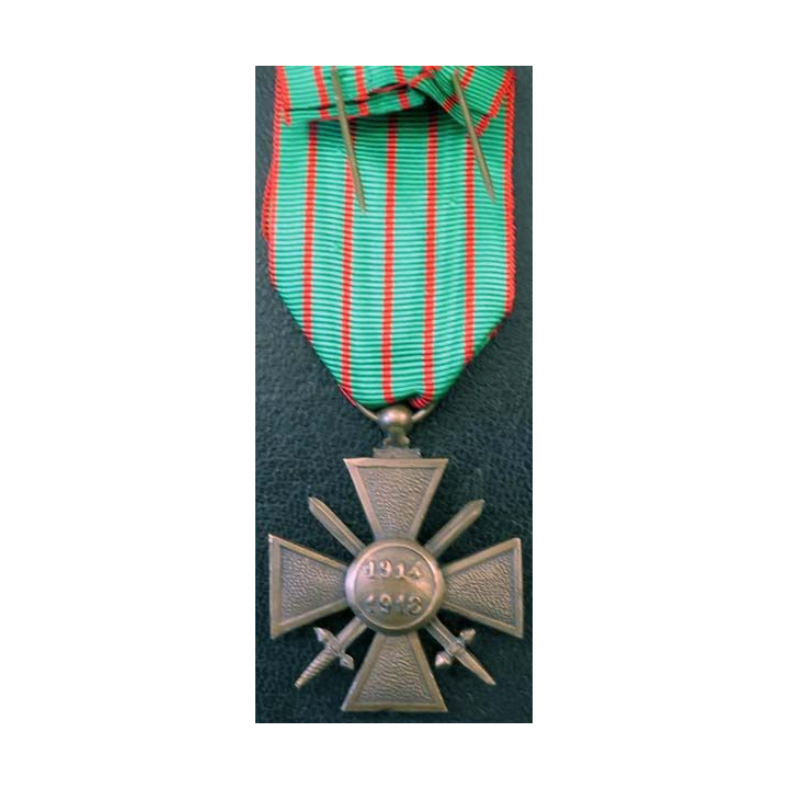 FRANCE : Croix de guerre 1914-1918 en bronze avec deux palmes