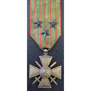 FRANCE : CROIX DE GUERRE 1914-1918 avec 3 citations (étoiles bronze) 