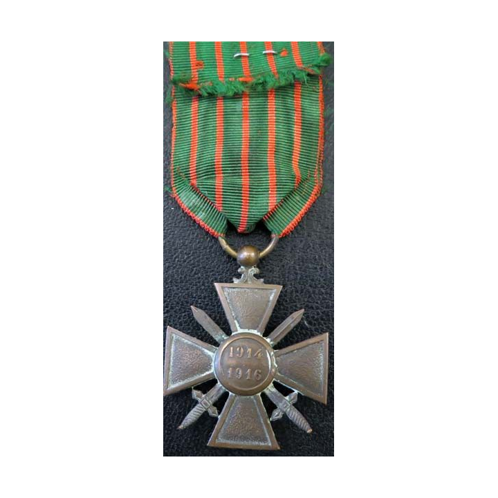 FRANCE : Croix de guerre 1914-1916 en bronze avecc 3 citations (étoiles) 