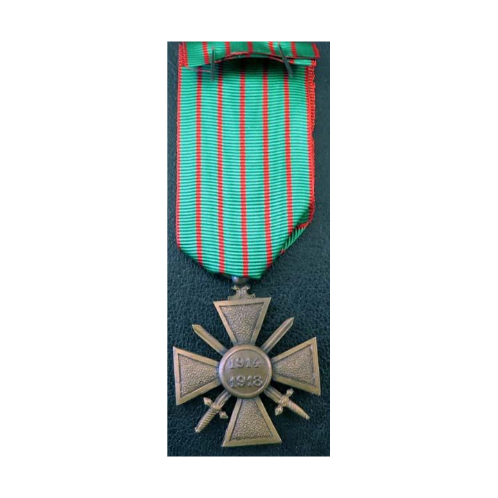 FRANCE : Croix de guerre 1914-1918 en bronze avec 3 citations (étoiles)