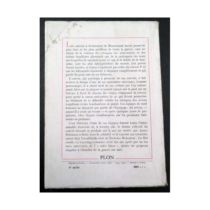 En convoi vers Mourmansk de james Pattinson aux éditions Plon 1955