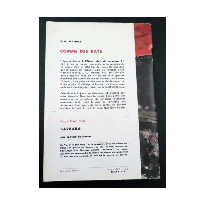 Comme des rats de G.G Mandel aux éditions Robert Laffont 1963 