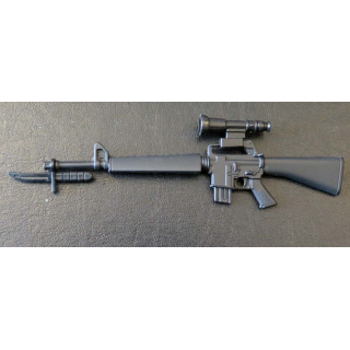 Fusil d'Assaut US M 16 en réduction de 17 cm de longueur avec lunette et baïonnette