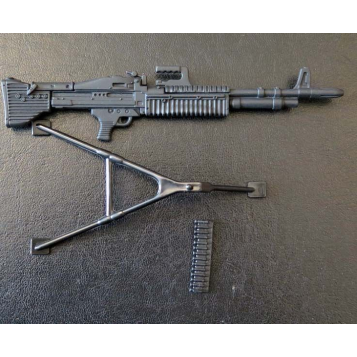 Mitrailleuse M 60 en réduction de 17,5 cm de longueur avec deux trépieds