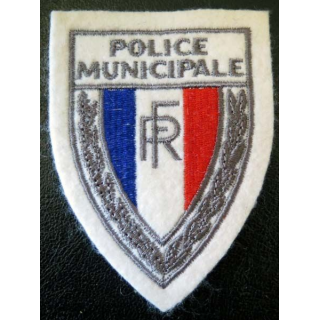 POLICE : Insigne de la police municipale en tissu 9,7 x 7,2 cm