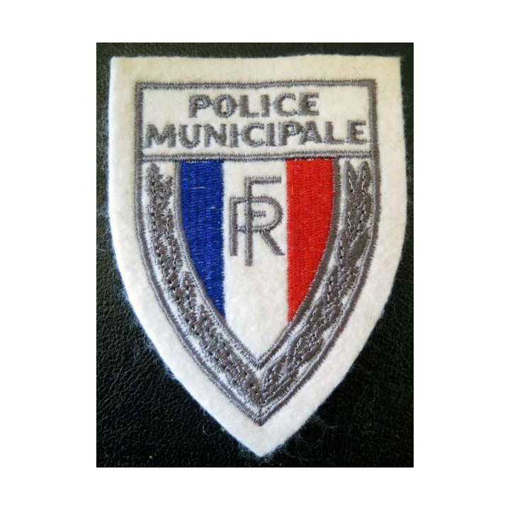 POLICE : Insigne de la police municipale en tissu 9,7 x 7,2 cm