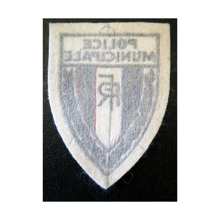 POLICE : Insigne de la police municipale en tissu 9,7 x 7,2 cm