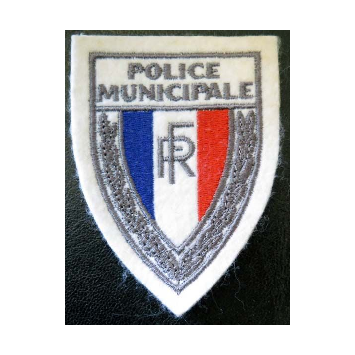 POLICE : Insigne de la police municipale en tissu 9,7 x 7,2 cm