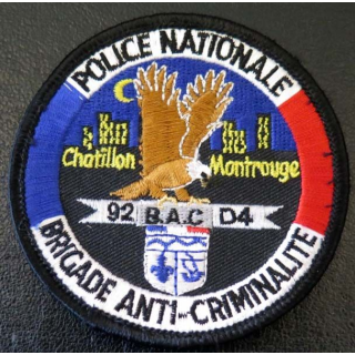 POLICE : insigne de la brigade anti-criminalité BAC 92 D4