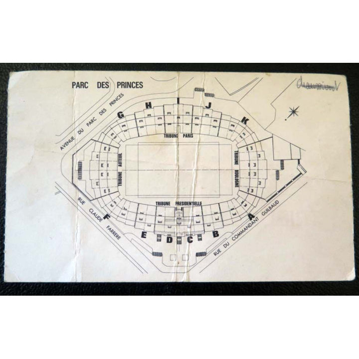 Billet de Match international France Pays de Galles 1973 Parc des Princes