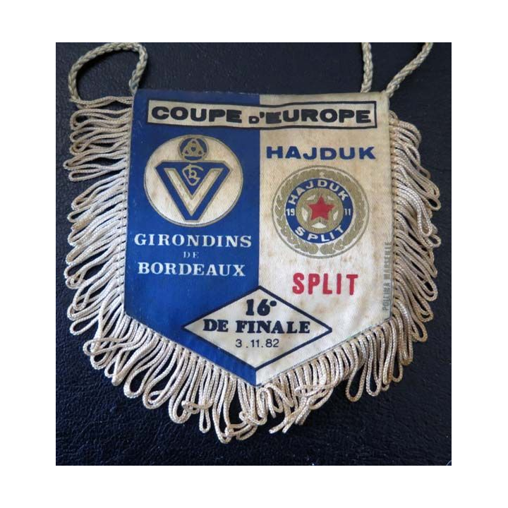 Fanion coupe d'Europe Hadjuk Split Girondins de Bordeaux 1982